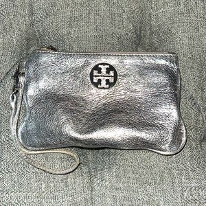 Tory Burch silver wristlet